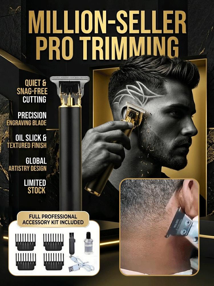 [Silent and non-clamping] Electric hair clipper with engraved pomade head