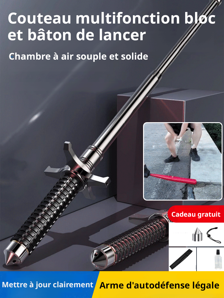 Bâton de randonnée télescopique multifonction en acier allié avec serrure de résistance pour extérie