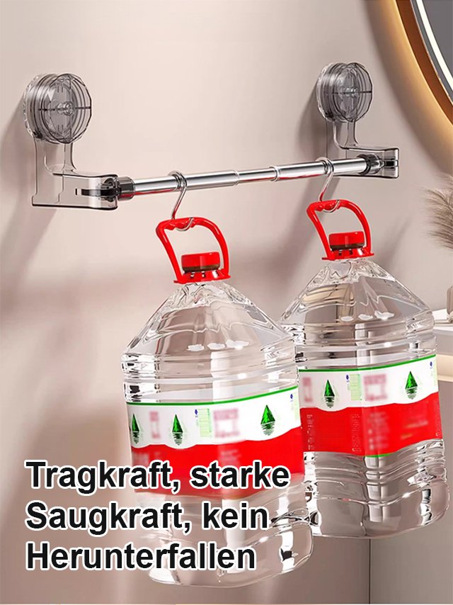 Teleskopische Aufbewahrungsstange mit Saugnapf ohne Bohren