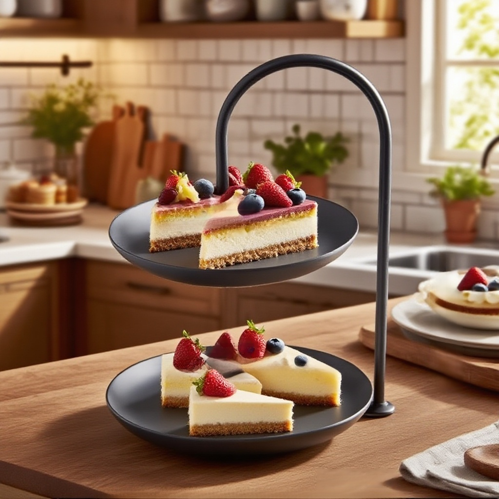 高顏值不銹鋼雙層水果零食託盤