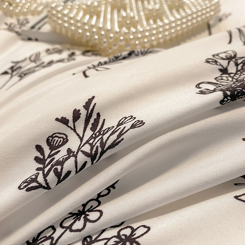 Washed cotton black-edged girl's four-piece suit