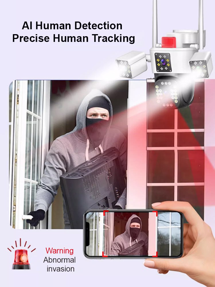 360-degree 10x zoom triple-screen HD night vision camera