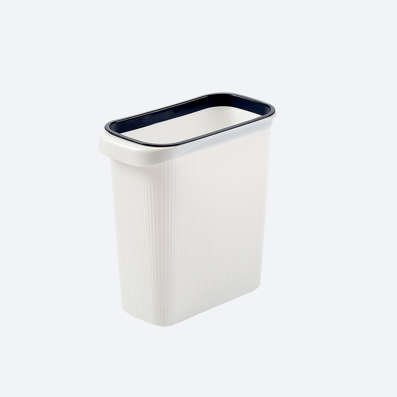Flat rectangular garbage bin without cover for bathroom crevices