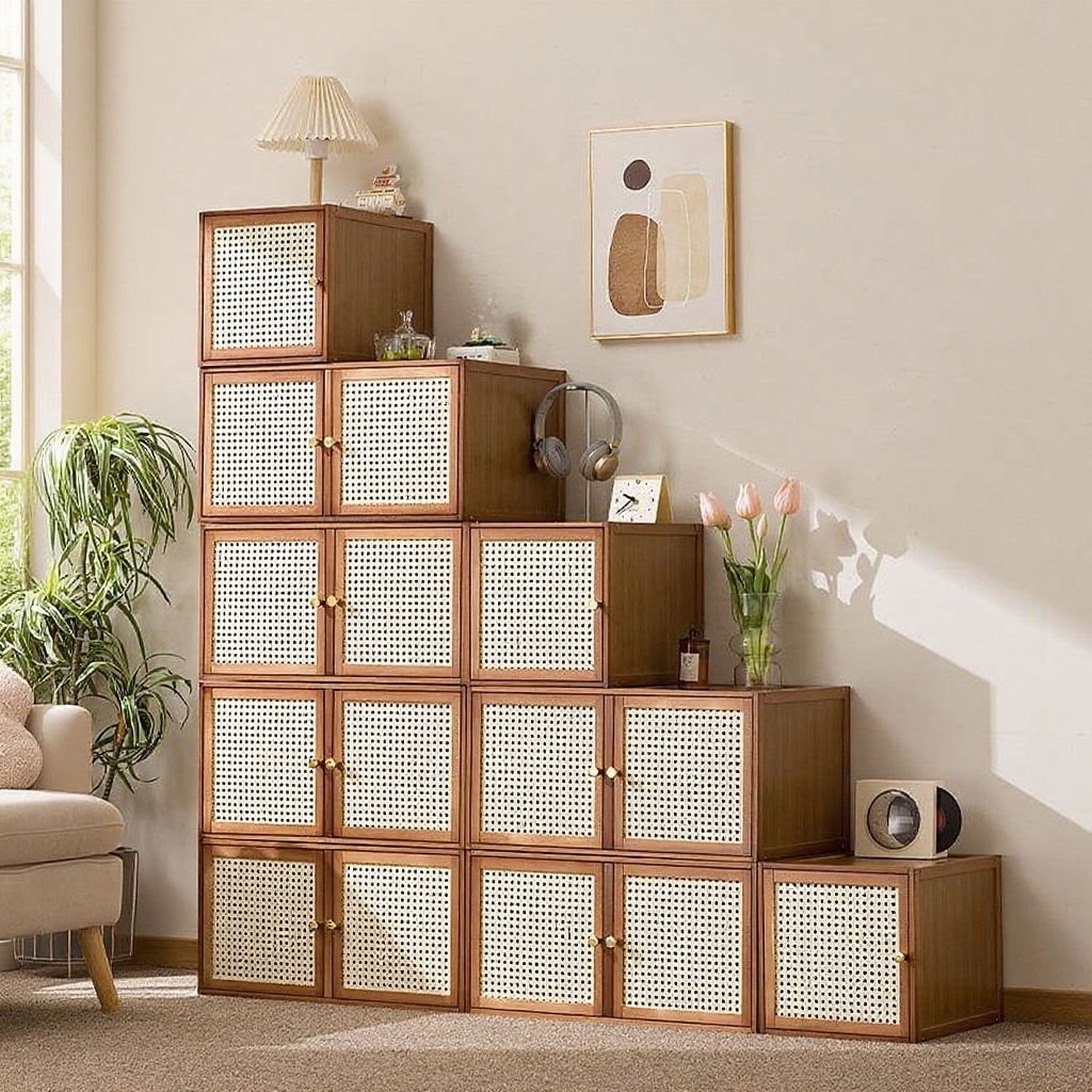 自由に組み合わせて着地して実木箱を収納する