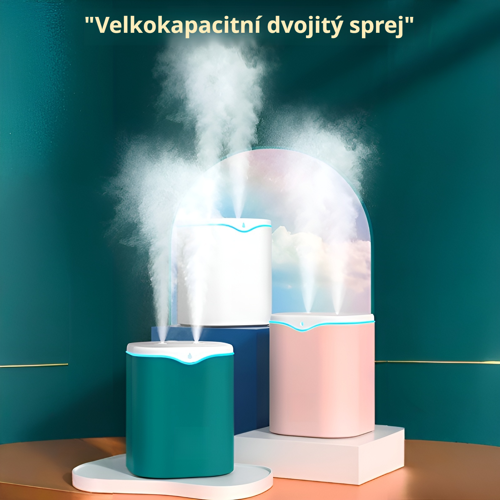 2L vodní kapkový dvojitý sprej zvlhčovač vzduchu