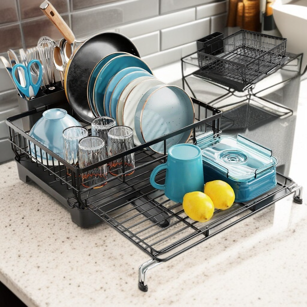 주방 신축 그릇 접시 물받이