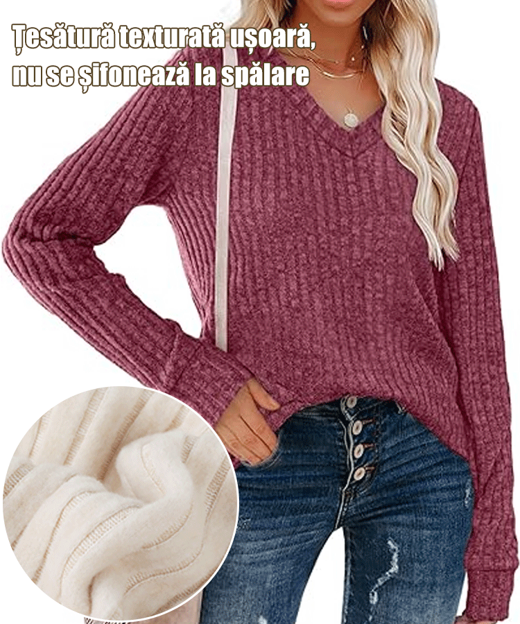 Top tricotat cu temperament periat de iarnă