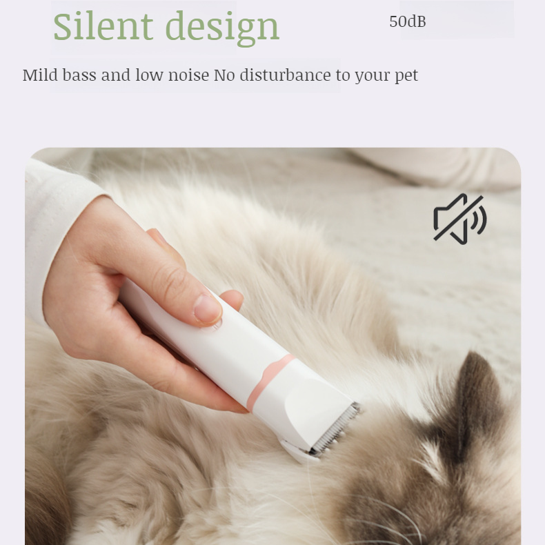 Pet owner grooming dog with electric push clippers