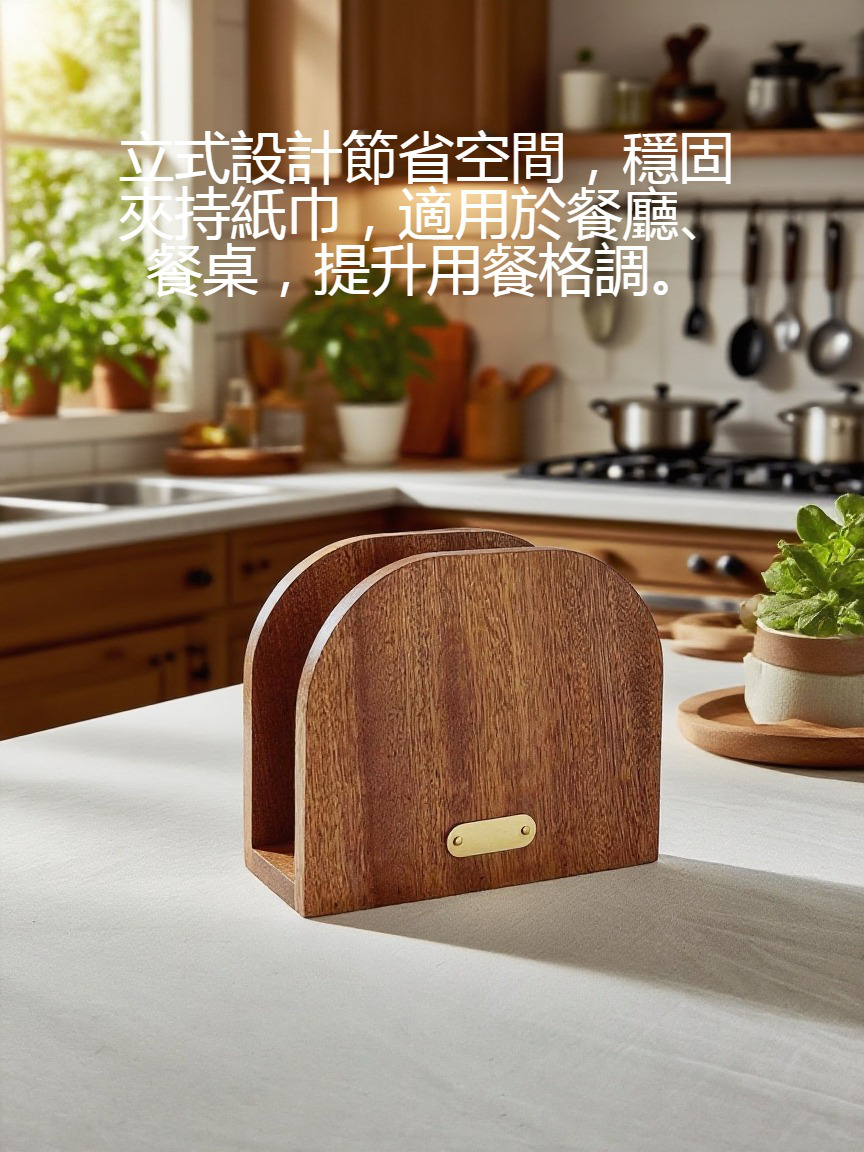 餐桌擺放高級感立式實木餐巾紙收納架