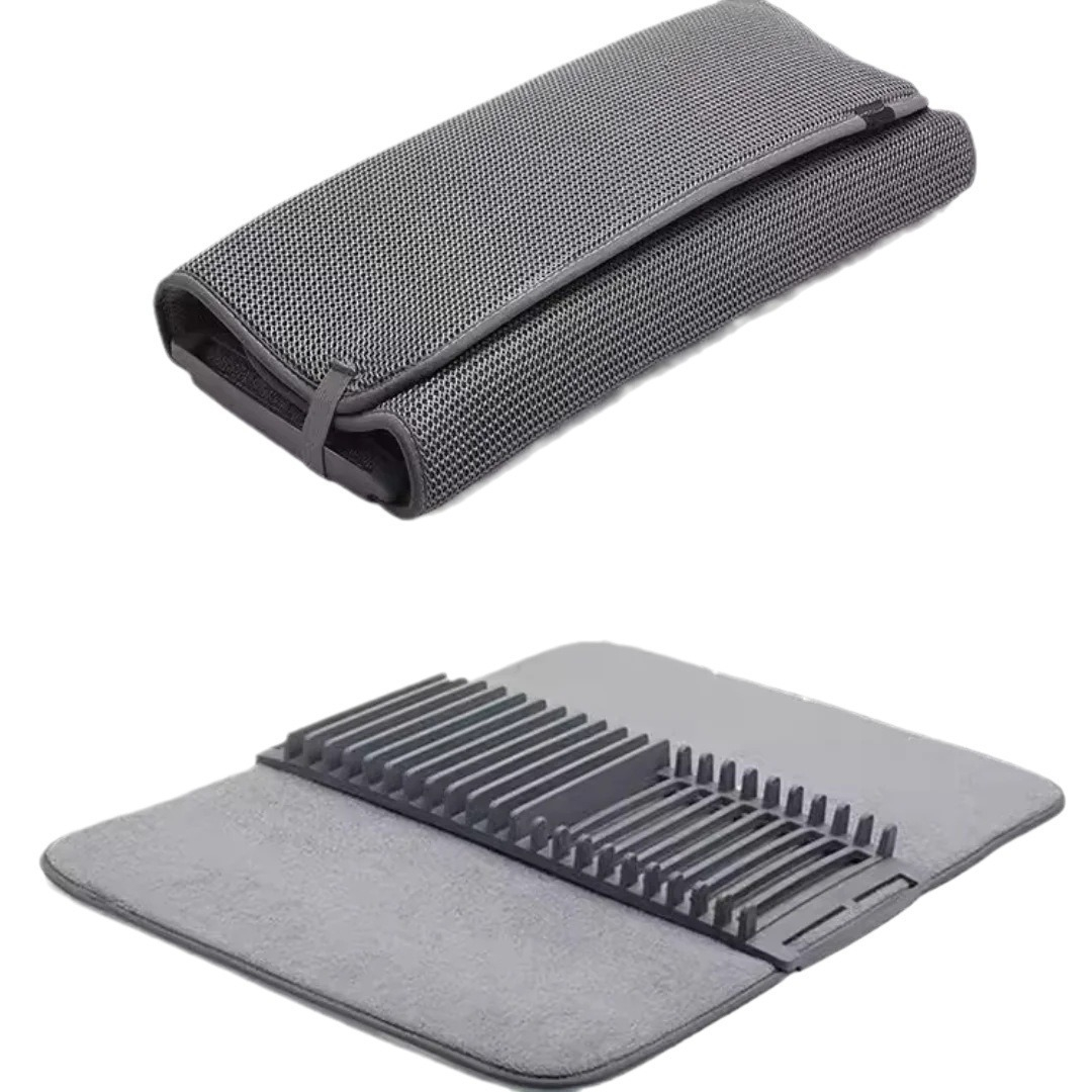 キッチンラック 排水ラック 食器収納ラック 2in1 食器収納ラック 滑り止め吸収パッド