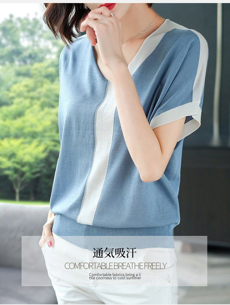 通気性抜群のニットTシャツ レディース カジュアルトップス