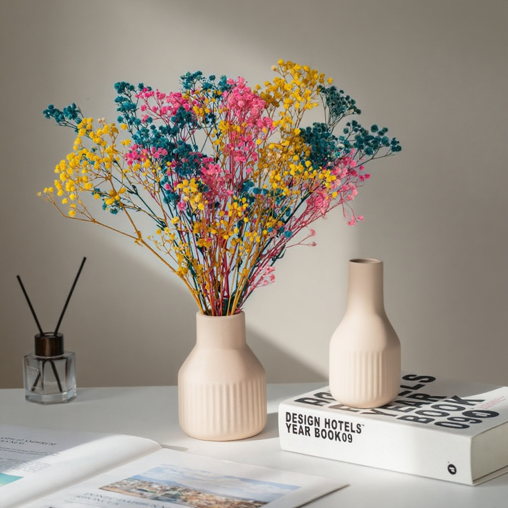 Matná černobílá a oranžová keramická váza ve stylu Ameriky a Evropy