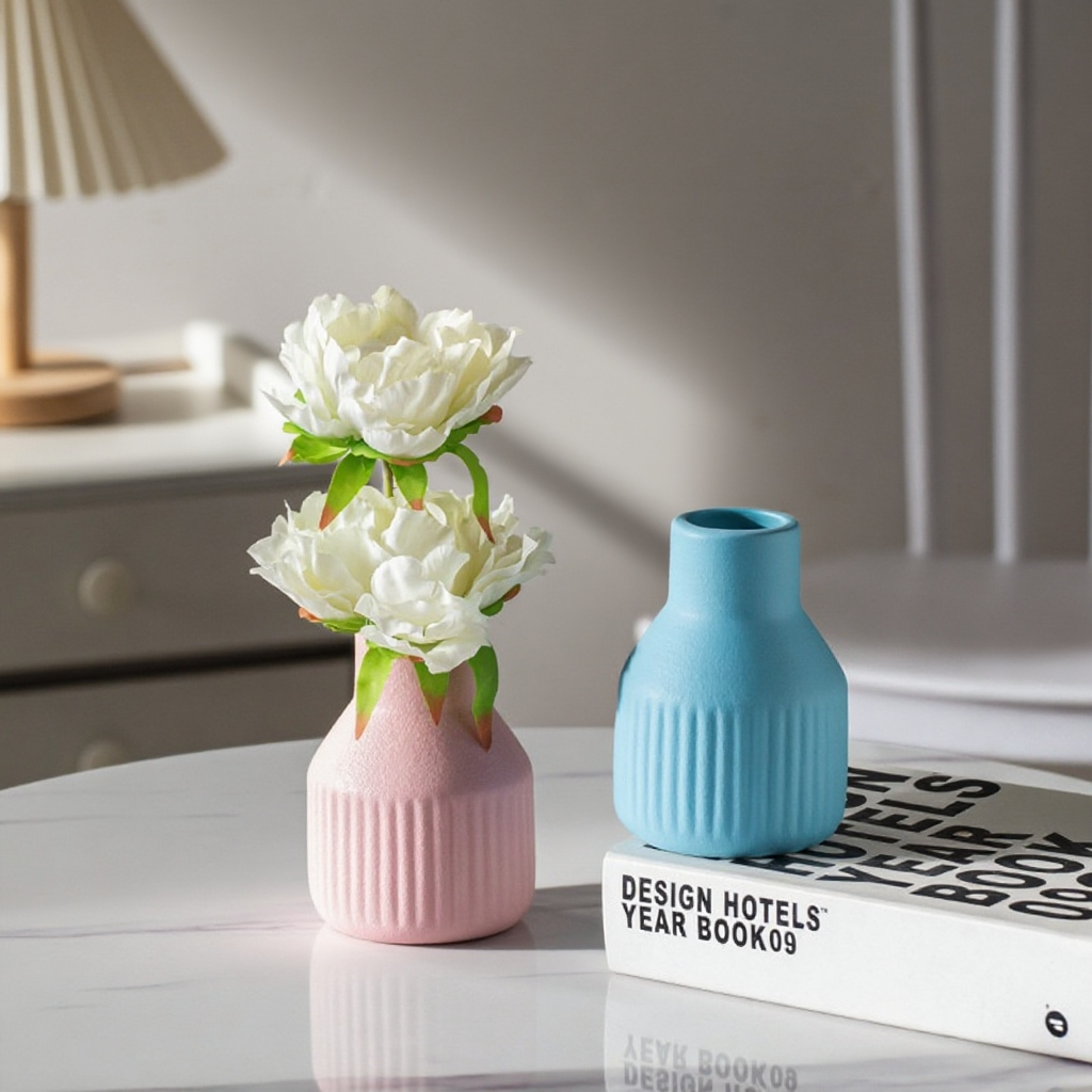 Matná černobílá a oranžová keramická váza ve stylu Ameriky a Evropy