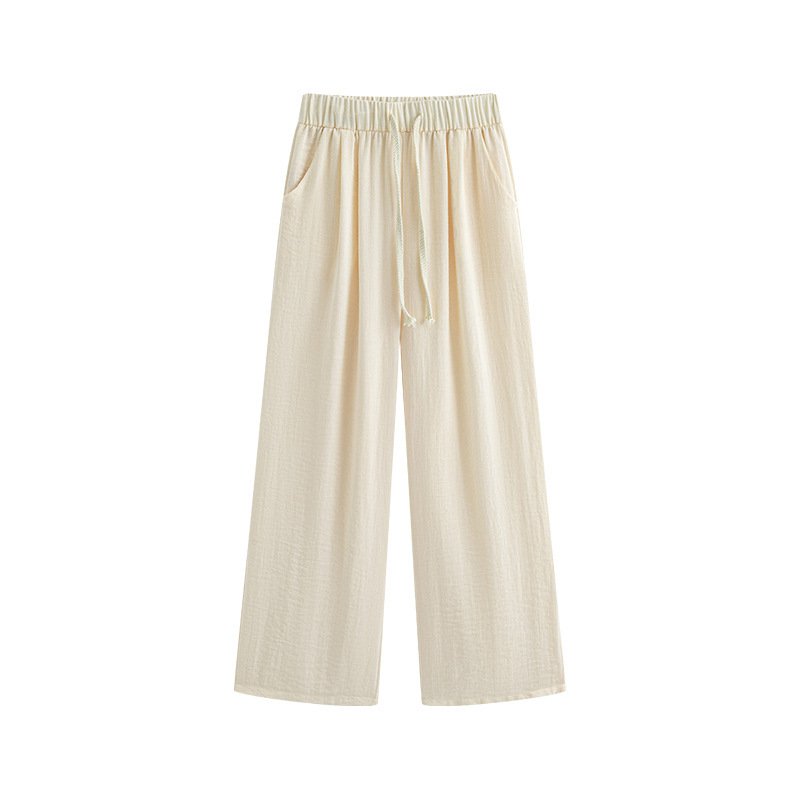 夏季ハイウエストリネンワイドパンツ