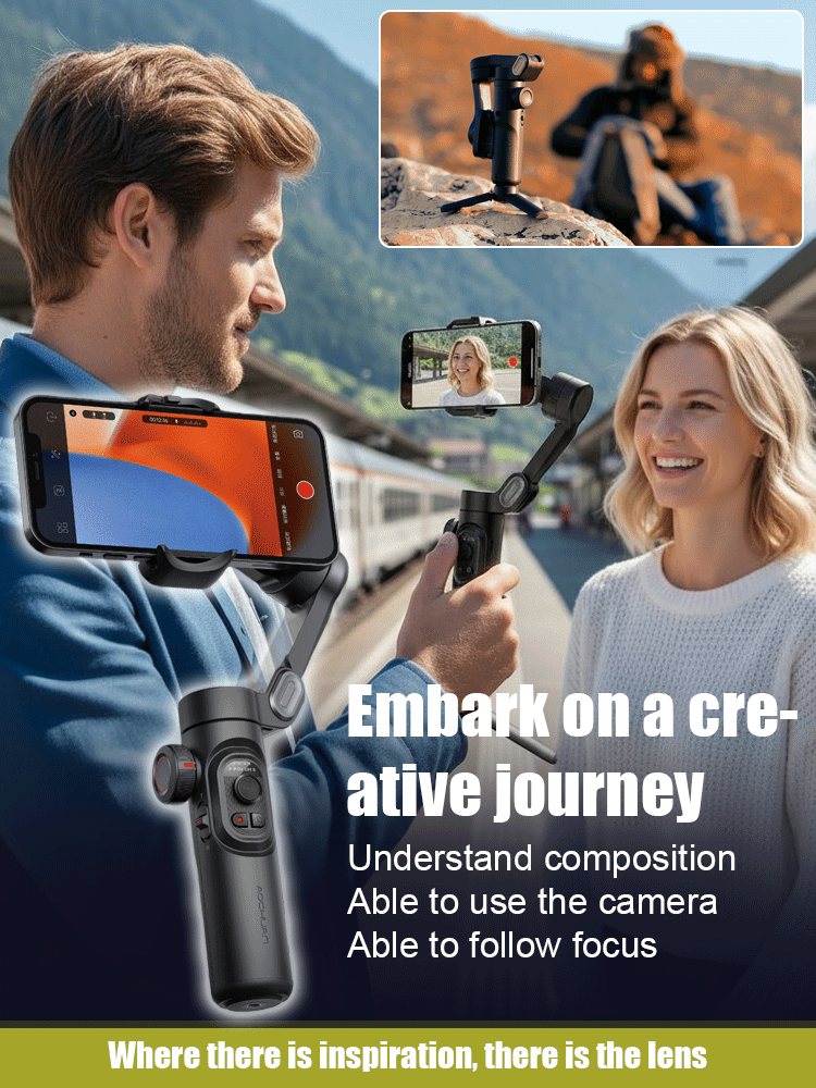 [Intelligent anti-shake face tracking] Folding three-axis handheld gimbal