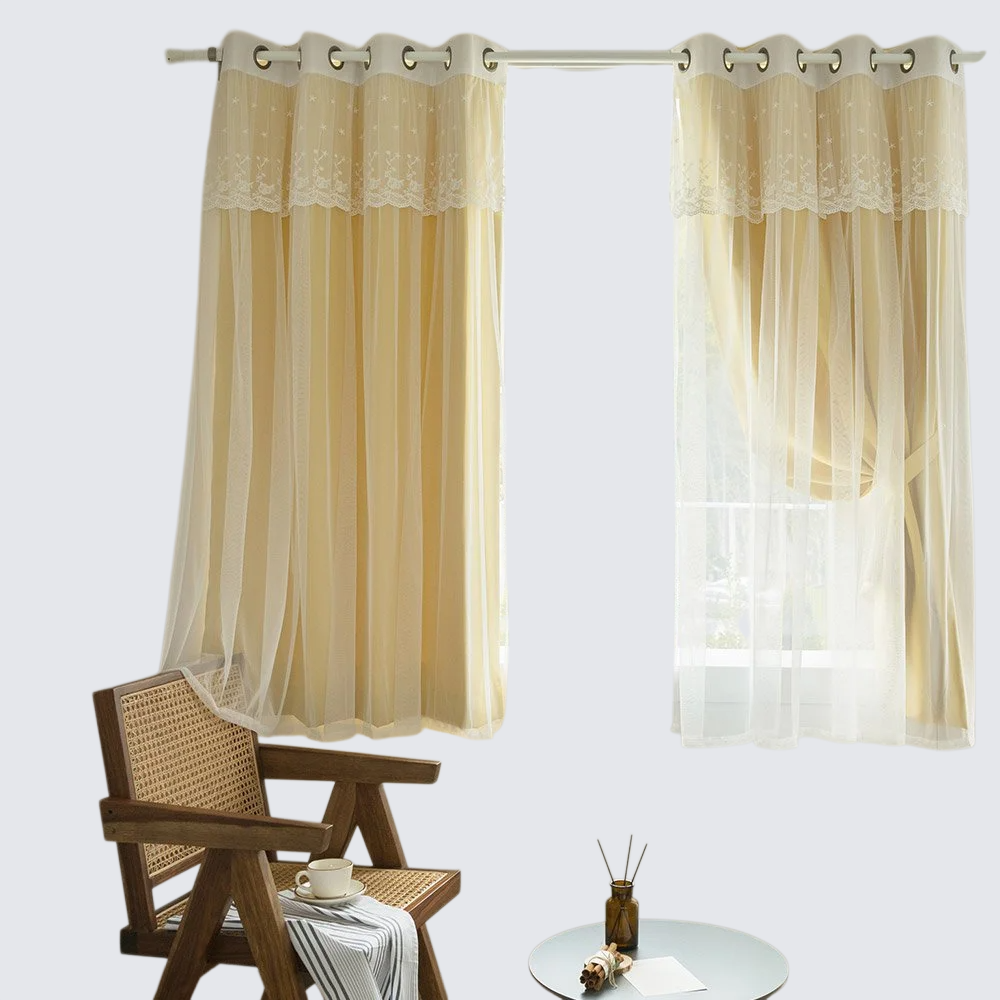 ホワイト厚手カーテン 寝室用 バルコニー用 完成品フロアカーテン