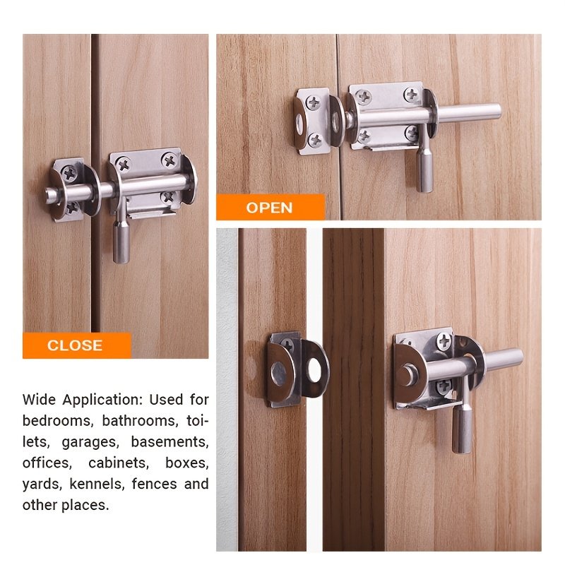 1pc 304 Stainless Steel Slide Door Barrel Bolt Latch Lock Sliding Safety Security Anti-Theft Cabinet
