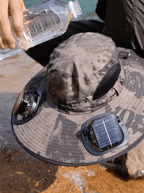 Solar-powered electric fan sun hat