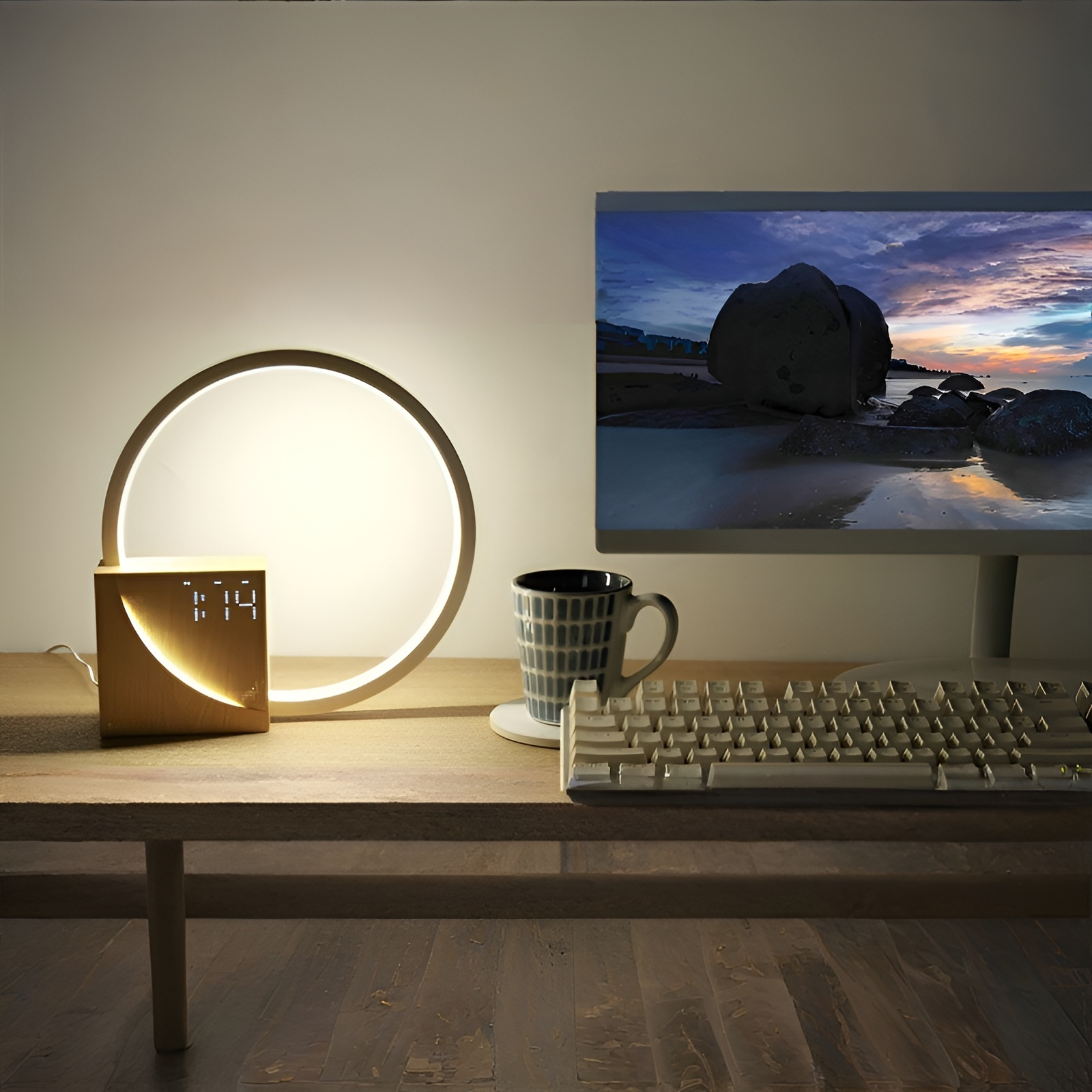 ナイトライト 間接照明 ベッドサイド目覚まし時計テーブルランプ 無段階調光スタイリッシュ 授乳ライト 明るさ3段階 タッチセンサー 屋内ランプ LEDナイトライト 自立型 睡眠補助ホワイトノイズマシン