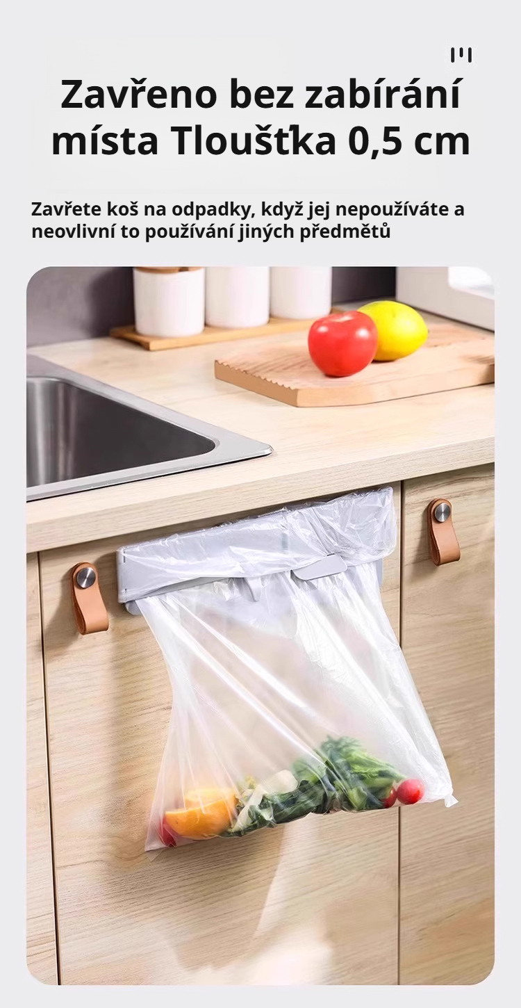 Držák na sáčky s teleskopickou funkcí pro úsporu místa