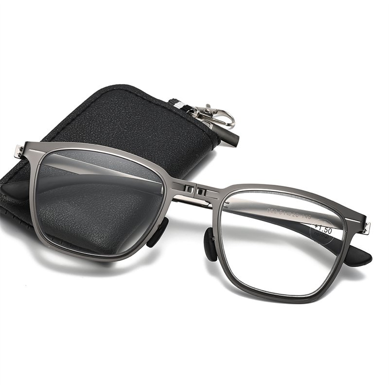 Photochromic blue light protection metal foldable convenient reading glasses