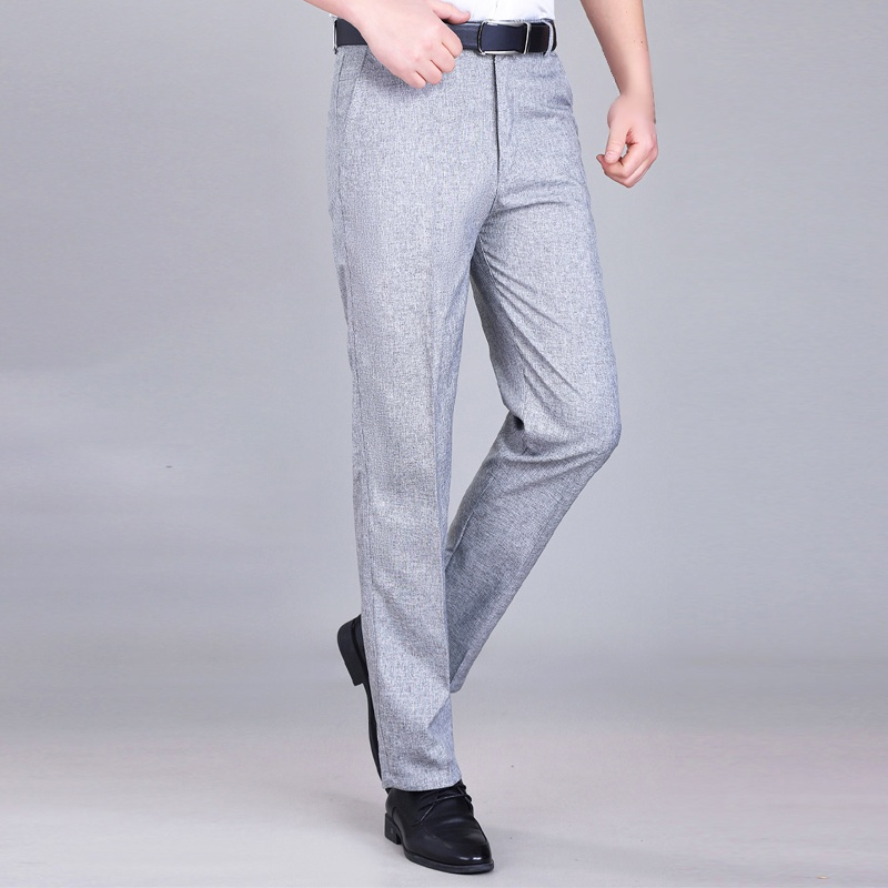 リネン混ストレートスラックス