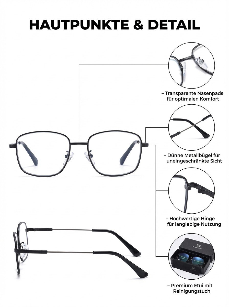 Brille gegen Alterssichtigkeit – stilvolle Titanfassung und Mehrfokusgläser