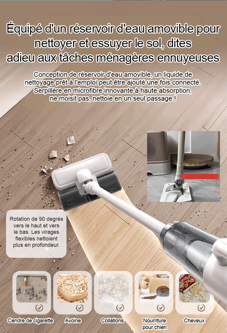 [Aspiration et nettoyage sans fil intégrés] Grande machine d'aspiration et de nettoyage des acariens