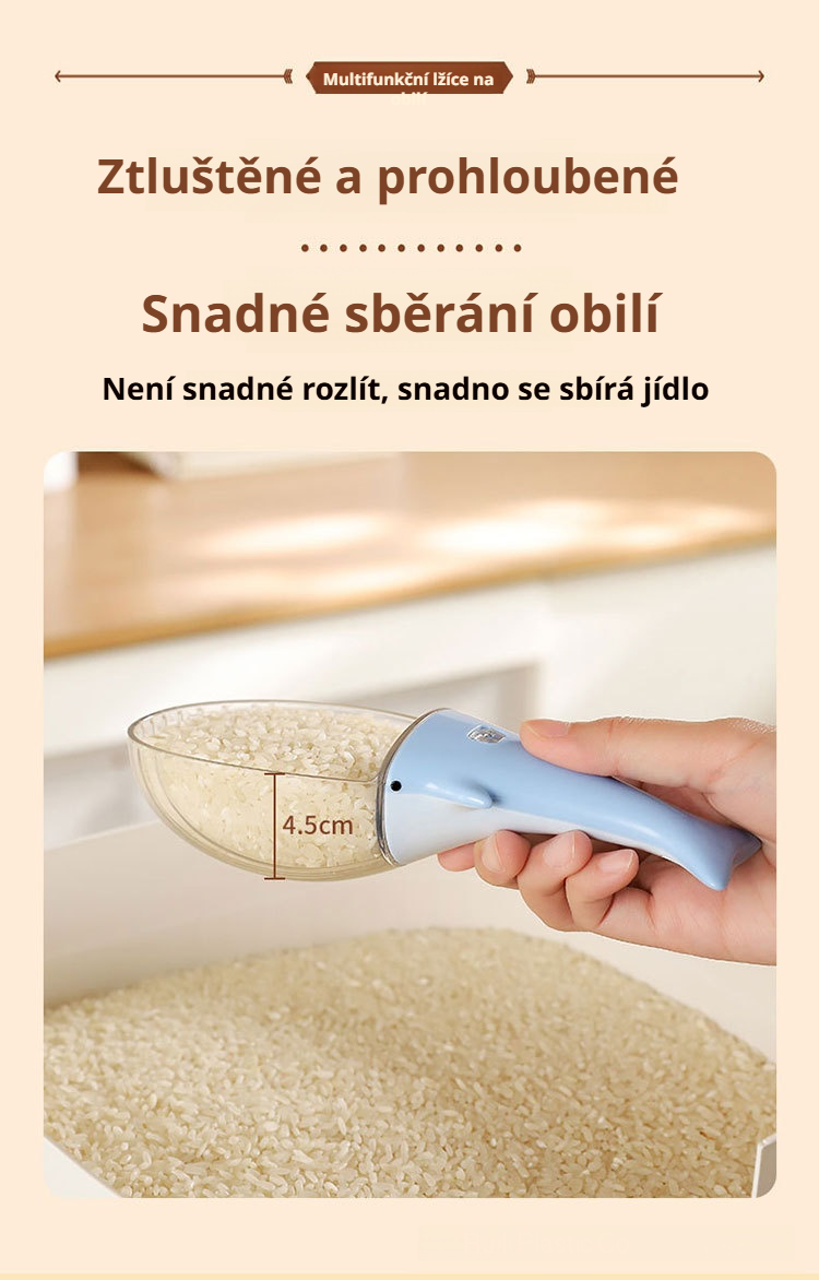 Snadné dávkování rýže pomocí odměrky