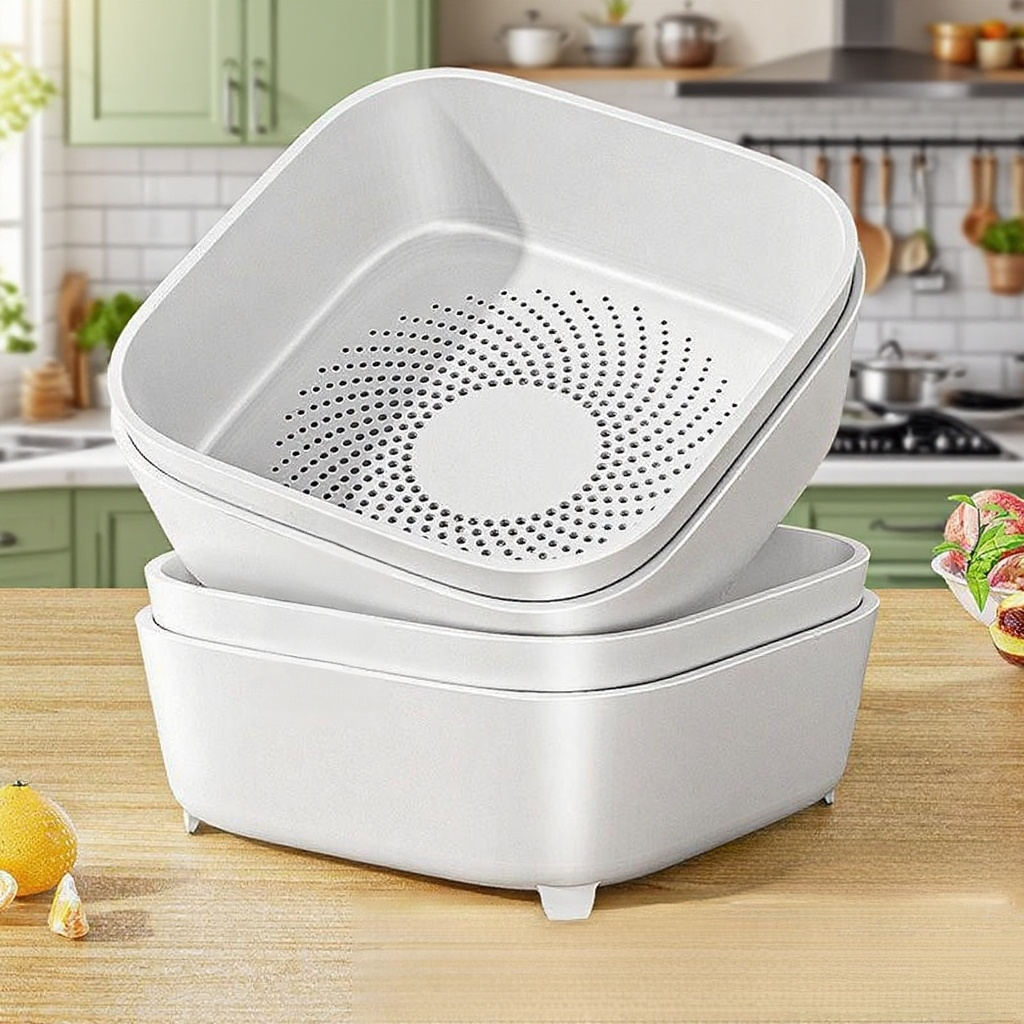 이중 플라스틱 주방 물빼기 바구니