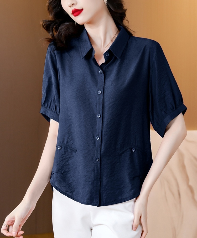 無地綿麻半袖シャツ