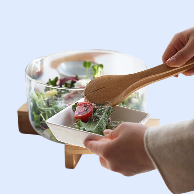 우드 받침 샐러드볼 3600ml (우드집게 포함)