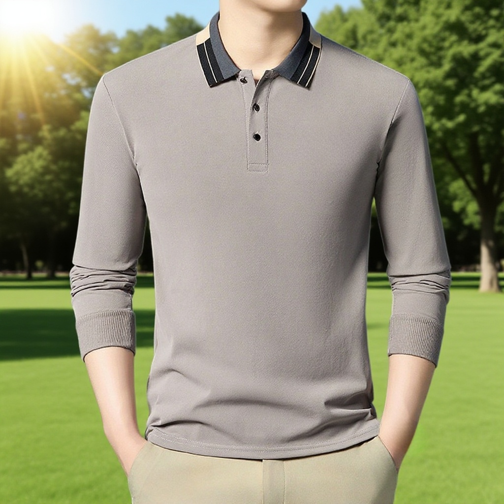 패션 얇은 중년 남성 긴팔 터틀넥 셔츠