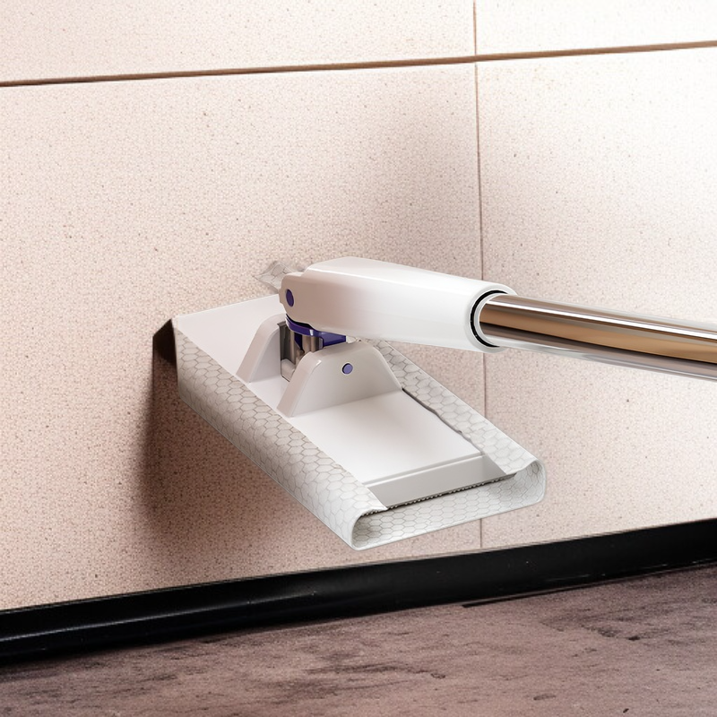 フロアワイパー 本体 1秒で着脱 ワンタッチモップ 2in1水切りワイパー 乾湿両用モップ 拭き掃除 雑巾ワイパー ベランダ 玄関 床 窓 フロア フローリング 掃除道具 使い捨てドライシート付き