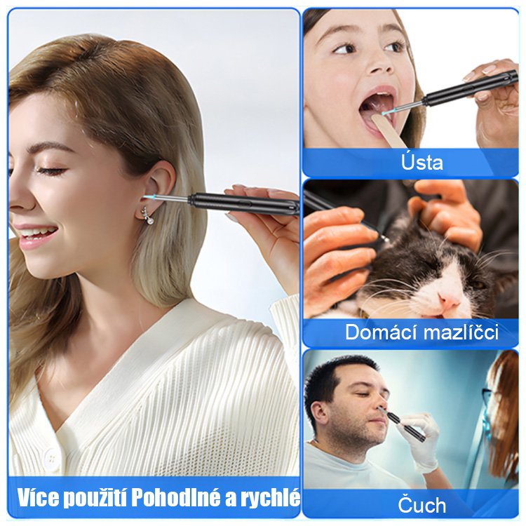 Viditelná lžíce na čištění uší, šikovný nástroj na čištění uší.