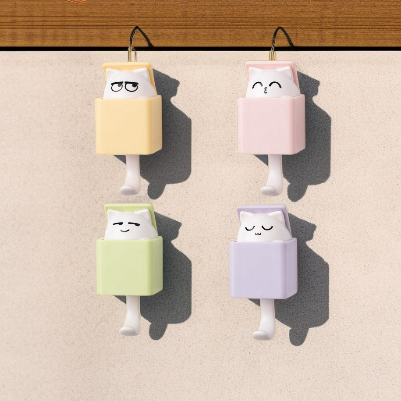 Lindo gancho para gato, gancho de pared telescópico, gancho de pared multiusos, adhesivo sin daños, 