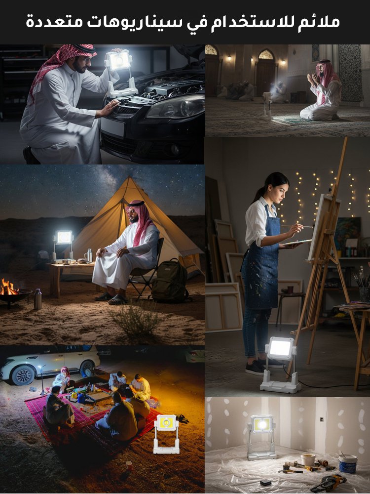 مصباح تخييم محمول مع حامل قابل للتمديد【 وظائف متعددة، ارتفاع حامل قابل للتمديد 1.65 متر】