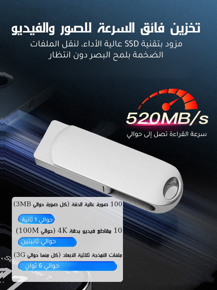 【جاهز للاستخدام عند التوصيل】محرك أقراص فلاش USB عالي السرعة بسعة 1 تيرابايت
