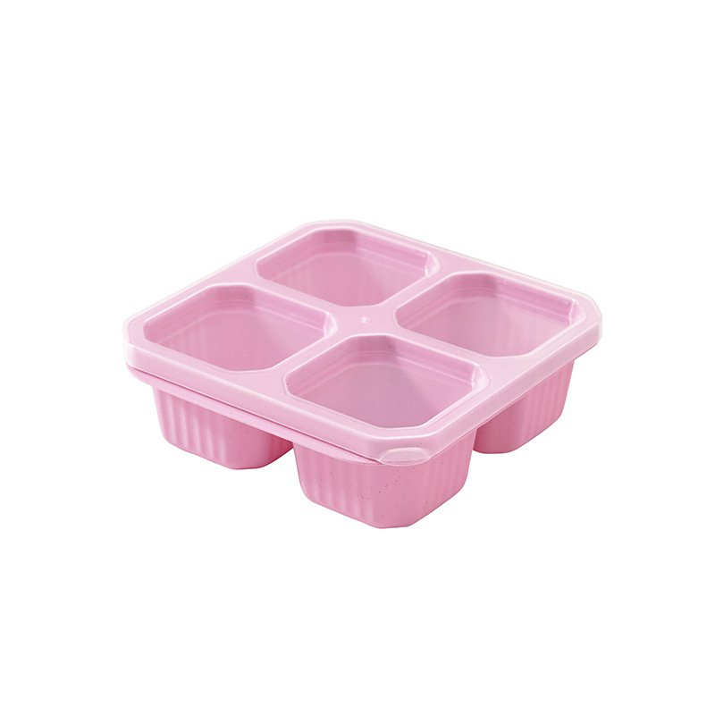 Caja de bocadillos de cuatro rejillas con tapa, caja de almacenamiento a prueba de humedad