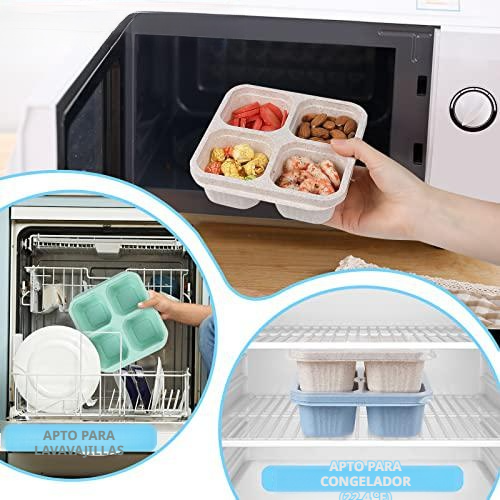 Caja de bocadillos de cuatro rejillas con tapa, caja de almacenamiento a prueba de humedad