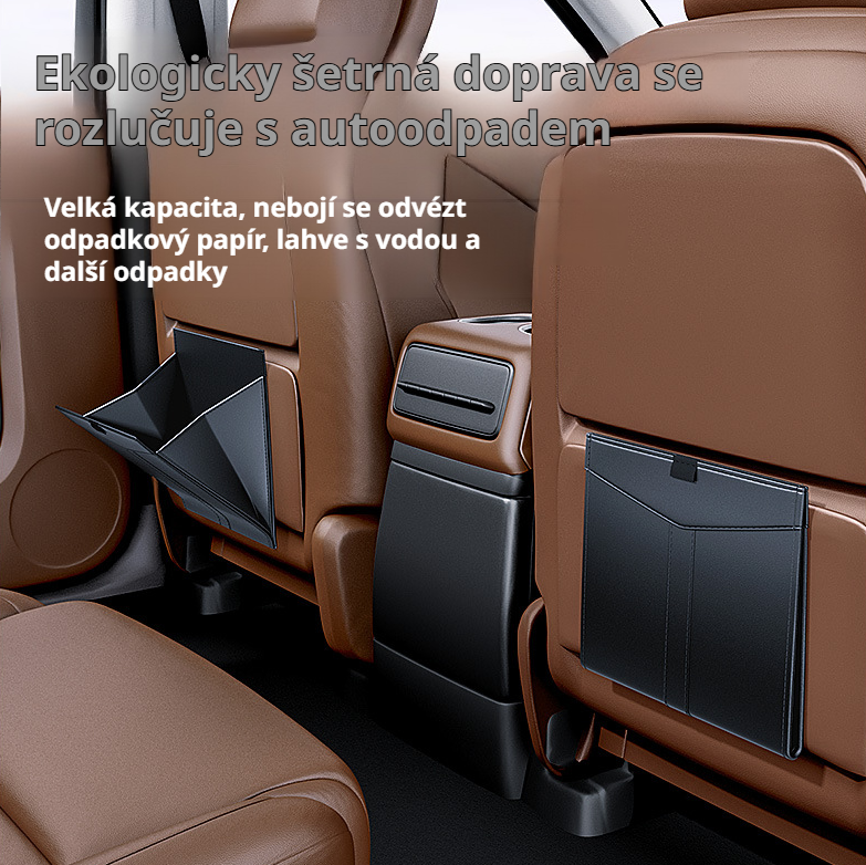 Skládací závěsný odpadkový koš do auta na zadní sedadlo