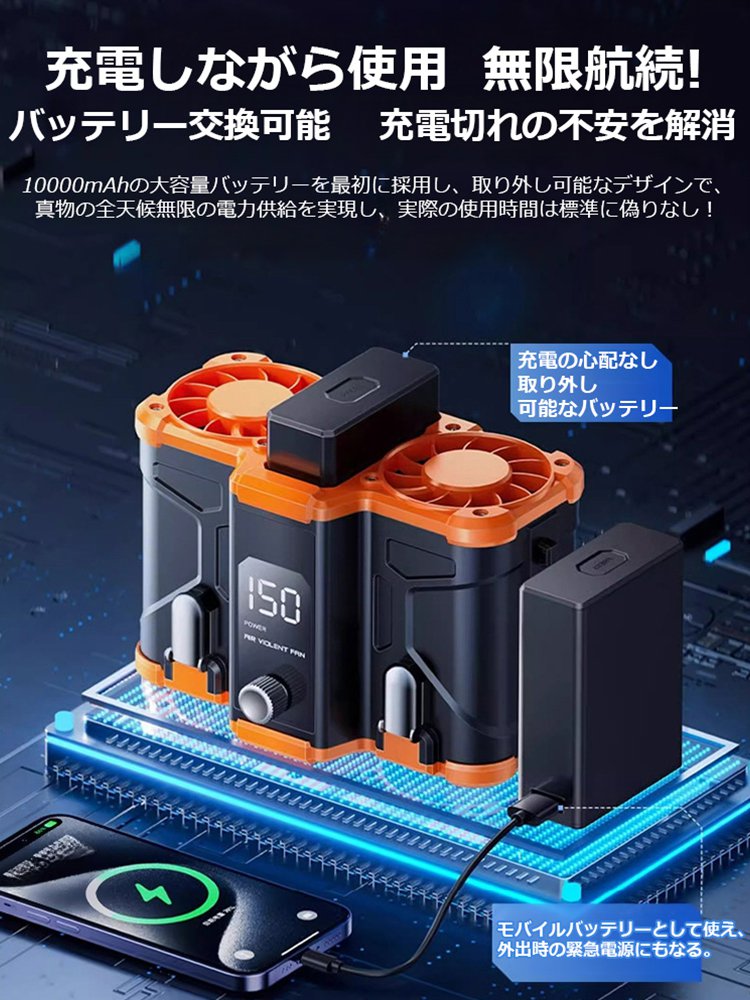 ダブルファン腰掛け冷風機