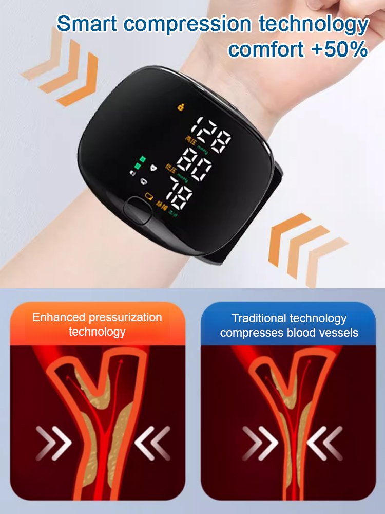 Large Screen Digital Wrist Blood Pressure Meter with Voice Prompt