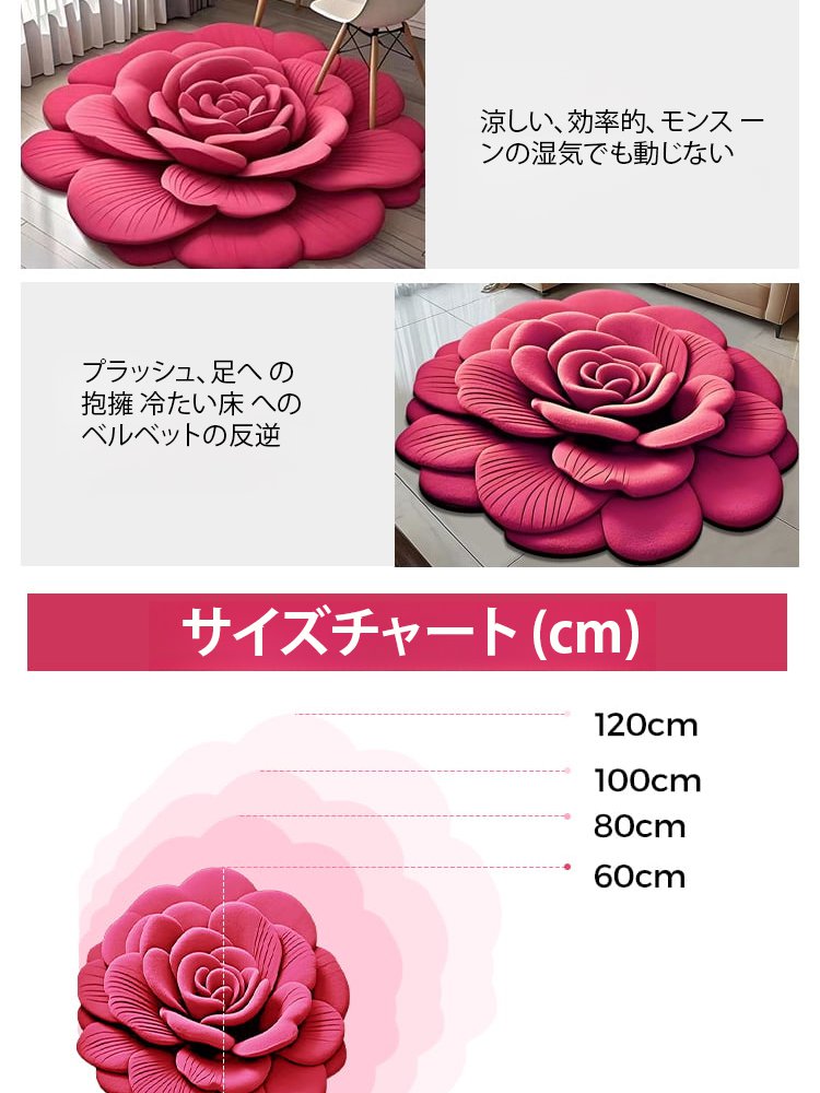 異形花柄珪藻土バスマット