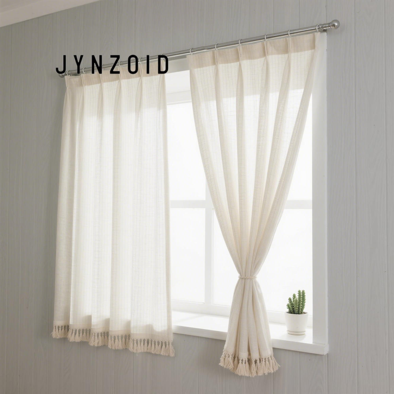 베이지색 거즈 커튼
