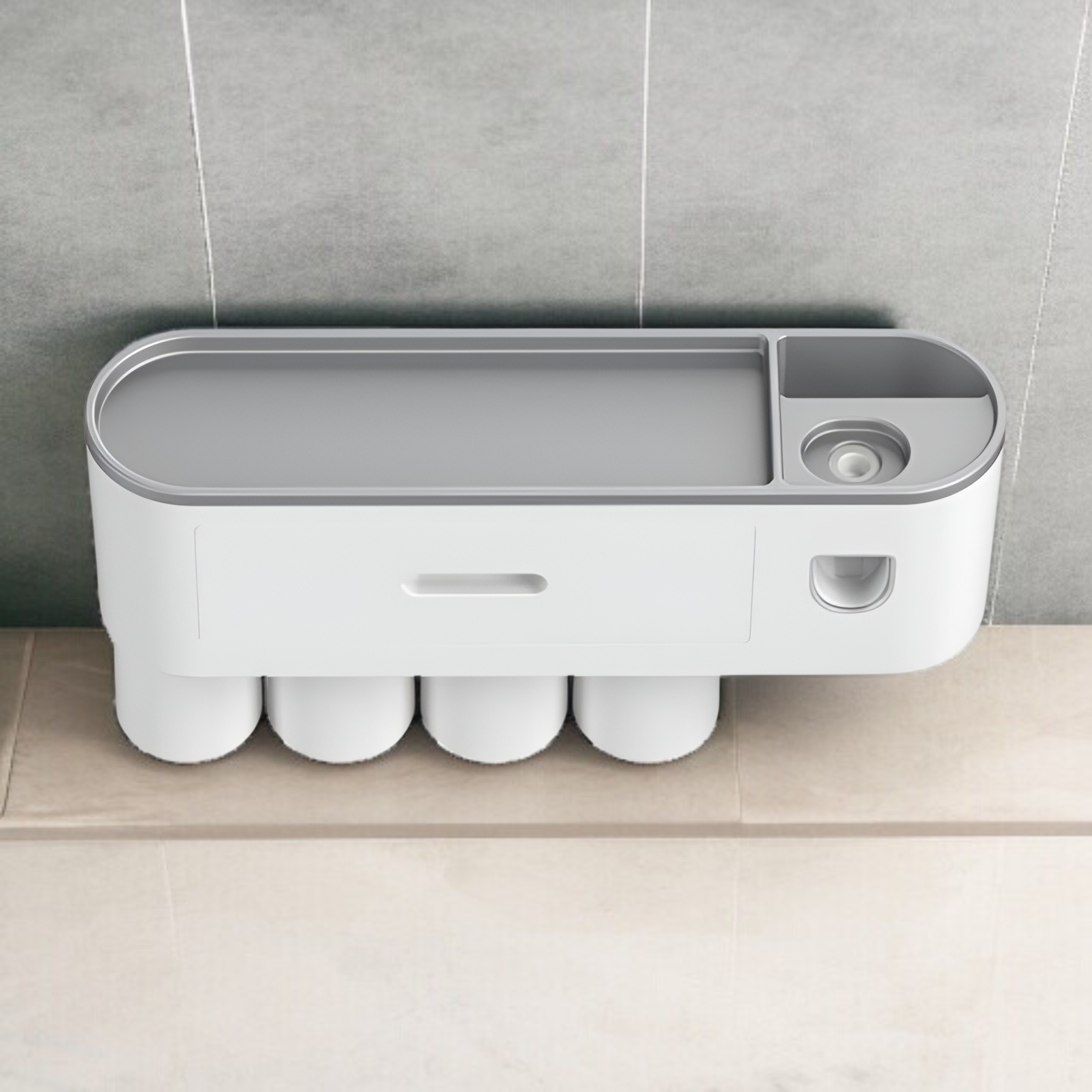 歯ブラシホルダー 歯ブラシラック 歯ブラシスタンド 収納 歯ブラシ置き 歯ブラシ立て 歯磨き粉絞り器 マジックツール バスルーム 壁掛け パンチフリー 磁気マウスウォッシュカップ 収納ラック 磁気一体