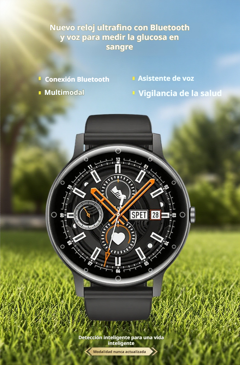 Smartwatch moderno para controlar la glucosa y conectividad Bluetooth