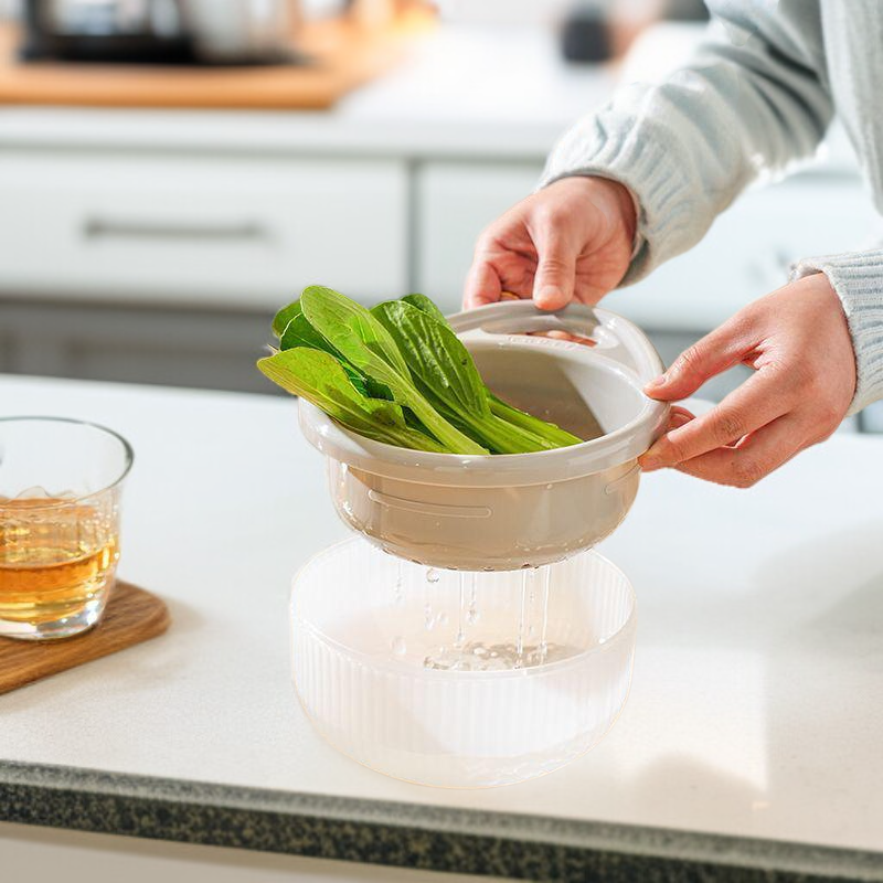 Double layer handle drain basket kitchen