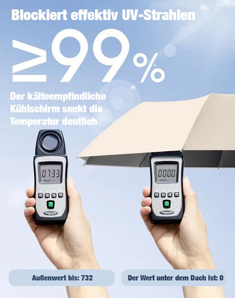 Vollautomatischer, äußerst strapazierfähiger Haken-Regenschirm für Sonne und Regen.