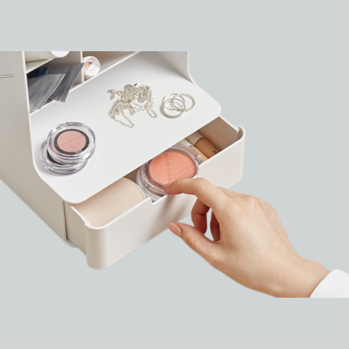 Slanted cosmetic storage box